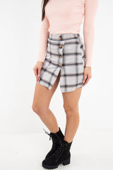 Grey Pink Check Scuba Mini Skirt - Leisa-Skirts