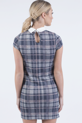 Grey & Pink Checkered Collar Dress - Dolly-Dresses