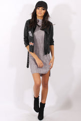 Grey Pleated Bodycon Midi Dress - Mistie-Dresses