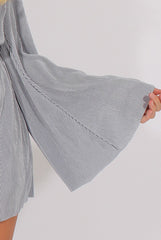 Grey Pleated Flared Sleeve Playsuit - Amity-Playsuits