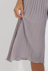 Grey Pleated High Waisted Culottes - Audrey-Trousers