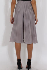 Grey Pleated High Waisted Culottes - Audrey-Trousers