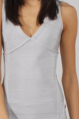 Grey Plunge V Bandage Dress - Kia-Dresses