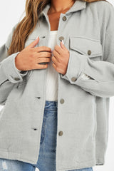 Grey Pocket Oversized Brushed Shacket - Caley-Shacket