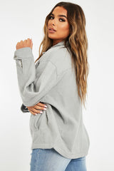 Grey Pocket Oversized Brushed Shacket - Caley-Shacket