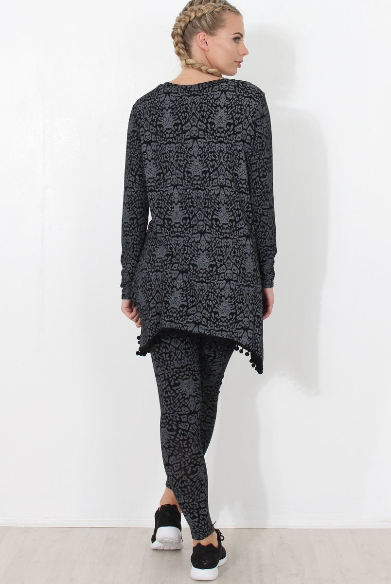 Grey Print Loungewear Set - Haylee-Loungewear