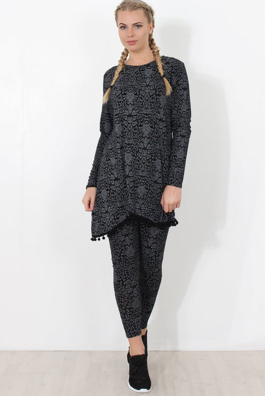 Grey Print Loungewear Set - Haylee