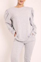Grey Puff Sleeve Loungewear Co-ord - Harley-Loungewear