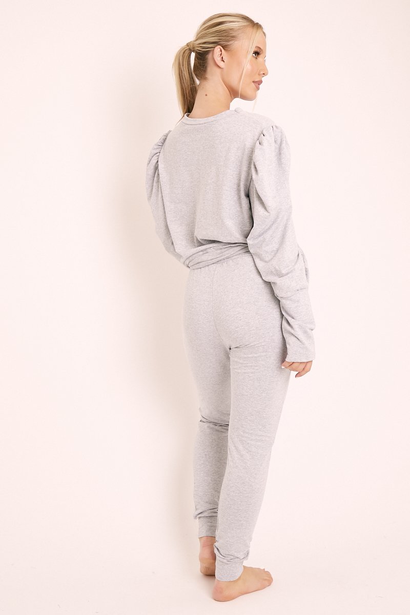 Grey Puff Sleeve Loungewear Co-ord - Harley-Loungewear