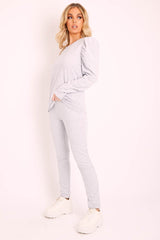 Grey Puff Sleeve T-shirt Co-ord - Paula-Co-ords