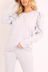 Grey Puff Sleeve T-shirt Co-ord - Paula-Co-ords