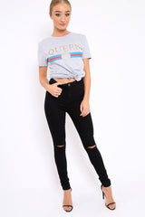 Grey Queen Slogan T-shirt - Chenise-Tops