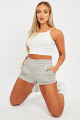 Grey Quilted Lounge Shorts - Alaiza-Shorts