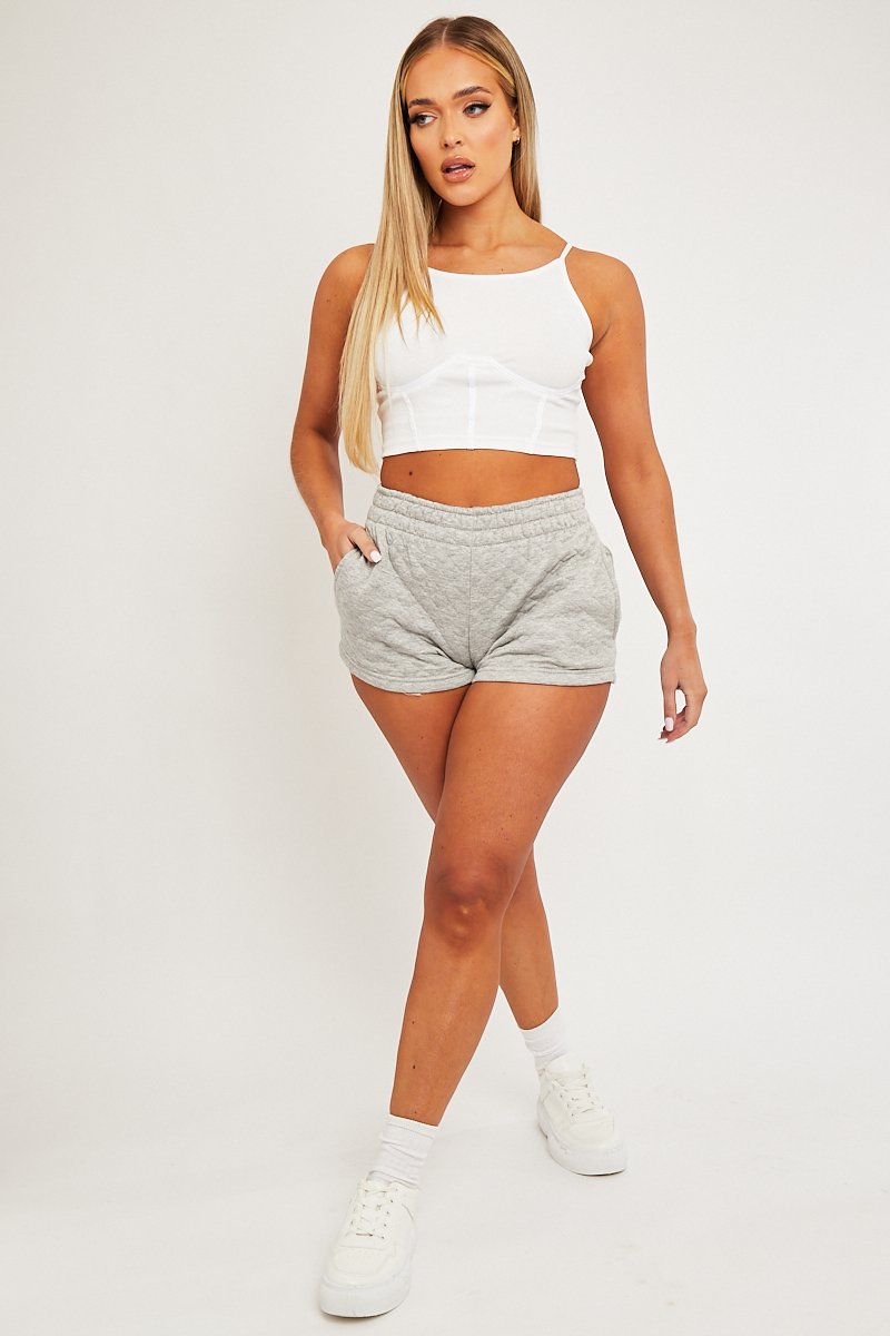Grey Quilted Lounge Shorts - Alaiza-Shorts