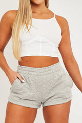 Grey Quilted Lounge Shorts - Alaiza-Shorts