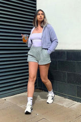 Grey Quilted Lounge Shorts - Alaiza-Shorts