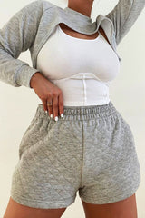 Grey Quilted Lounge Shorts - Alaiza-Shorts