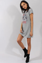 Grey Rebel Slogan Print Tshirt Dress - Juan-Dresses