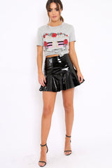 Grey Rebellious Slogan T-shirt - Casey-Tops