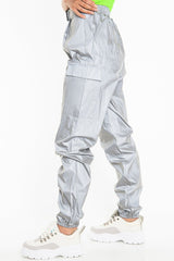 Grey Reflective Buckle Front Cuffed Hem Joggers - Stacia-Joggers