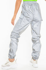 Grey Reflective Buckle Front Cuffed Hem Joggers - Stacia-Joggers