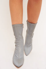 Grey Reflective Pointed Sock Boot - Kalysta-Boots