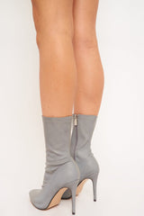 Grey Reflective Pointed Sock Boot - Kalysta-Boots