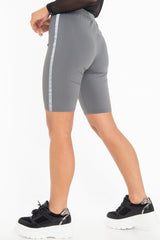 Grey Reflective Stripe Side Cycling Shorts - Betty-Shorts