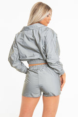 Grey Reflective Zip Front Jacket Shorts Co-Ord - Remmi-Co-ords