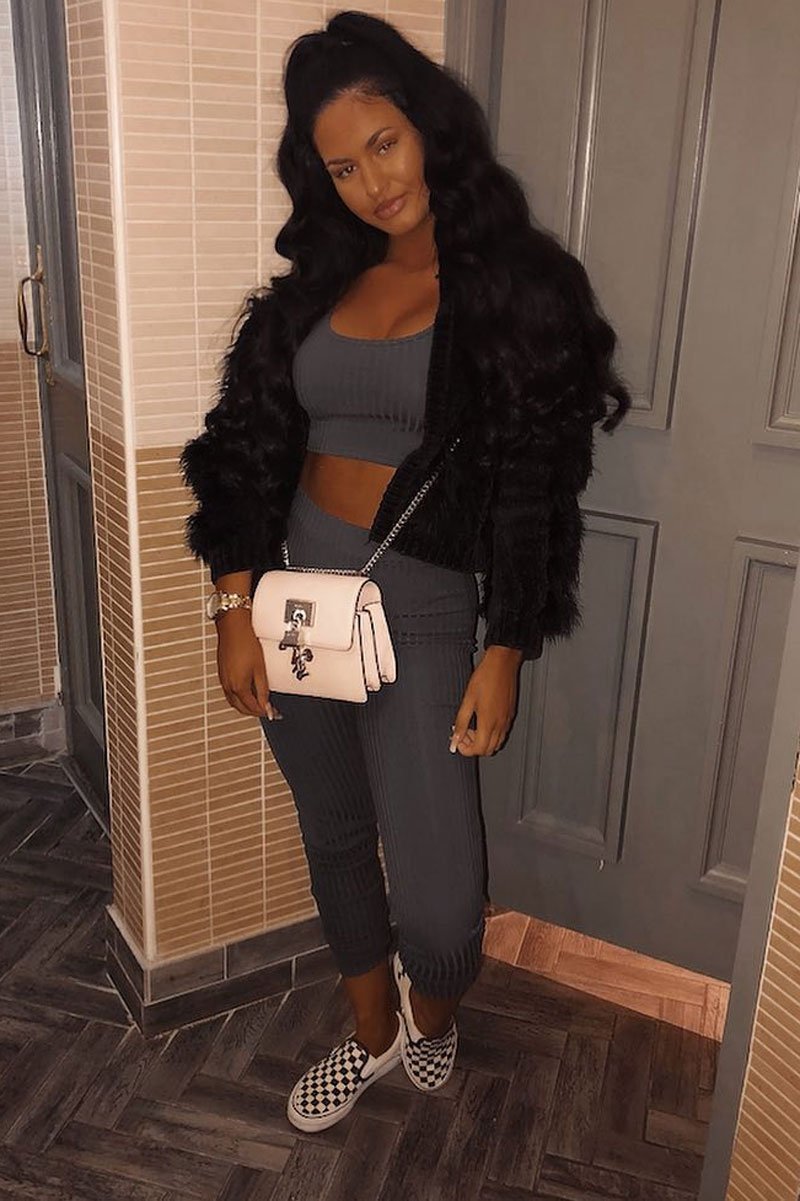 Grey Rib Crop Top Leggings Co-Ord - Elenah-Co-ords