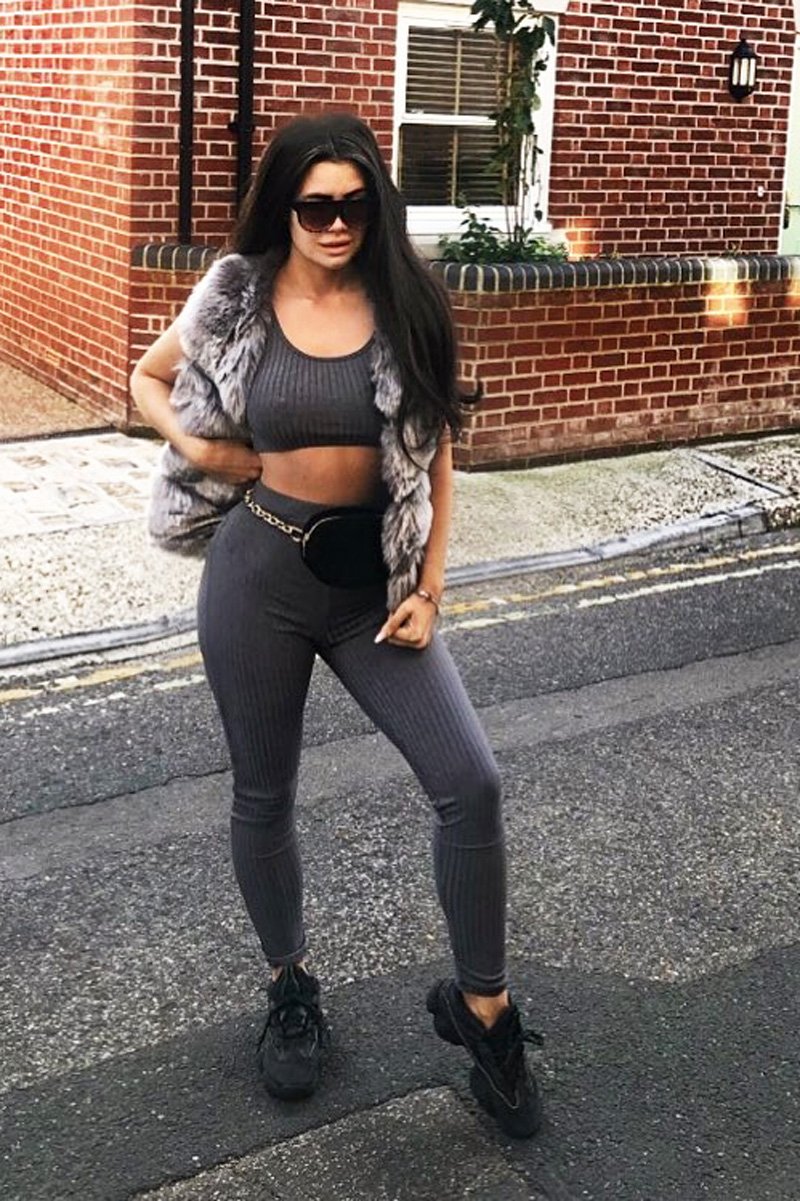 Grey Rib Crop Top Leggings Co-Ord - Elenah-Co-ords