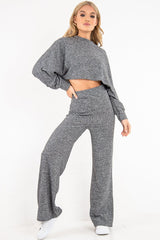 Grey Rib Jersey Loungewear Co-Ord Set - Emsley-Co-ords