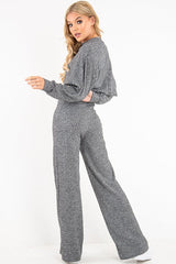 Grey Rib Jersey Loungewear Co-Ord Set - Emsley-Co-ords