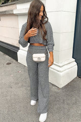 Grey Rib Jersey Loungewear Co-Ord Set - Emsley-Co-ords