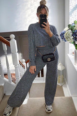Grey Rib Jersey Loungewear Co-Ord Set - Emsley-Co-ords