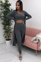 Grey Rib Longline Cardigan - Charlett-Knitwear