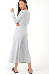 Grey Rib Twist Front Culotte Jumpsuit - Elexis-Jumpsuits
