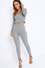 Grey Ribbed Knit Co-ord - Luna-Co-ords