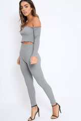 Grey Ribbed Knit Co-ord - Luna-Co-ords