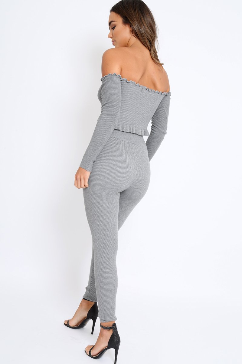 Grey Ribbed Knit Co-ord - Luna-Co-ords