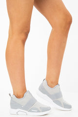 Grey Ribbed Pull On Trainers - Frayda-Trainers