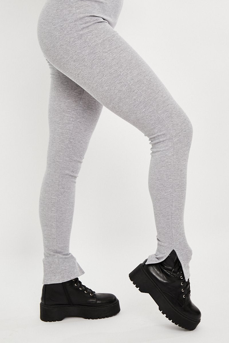 Grey Ribbed Racer Neckline Jumpsuit - Kila-Jumpsuits