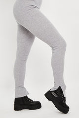 Grey Ribbed Racer Neckline Jumpsuit - Kila-Jumpsuits