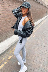 Grey Ribbed Racer Neckline Jumpsuit - Kila-Jumpsuits