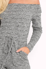 Grey Ribbed Rip Knee Jumpsuit - Chyna-Jumpsuits