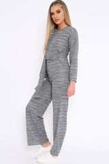 Grey Ribbed Thin Knit Jumpsuit - Graciela-Jumpsuits
