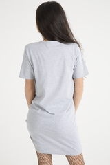 Grey 'Riding In California' Graphic Print Cut Out Pin Detail T-Shirt Dress - Harper-Dresses