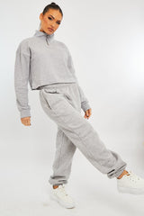 Grey Ring Zip Front High Neck Sweatshirt - Maggi-Sweatshirts
