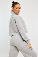 Grey Ring Zip Front High Neck Sweatshirt - Maggi-Sweatshirts
