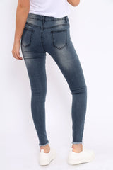 Grey Ripped Knees Skinny Jeans - Adelai-Jeans